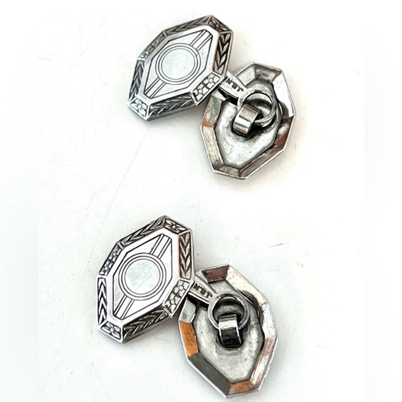 Vintage Edwardian Etched Cufflinks - Picture 4 of 6